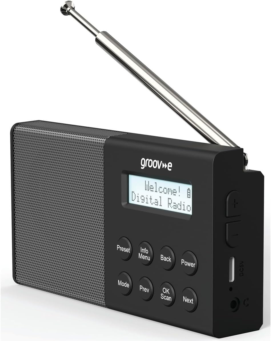 Rechargeable DAB FM Radio Bluetooth Alarm LCD 80 Presets