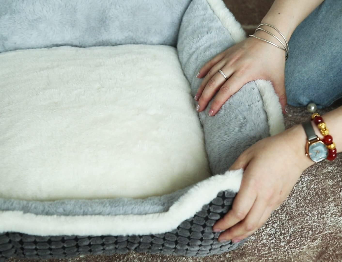 Washable Double Dog & Cat Bed Soft Plush Anti-Slip Bottom