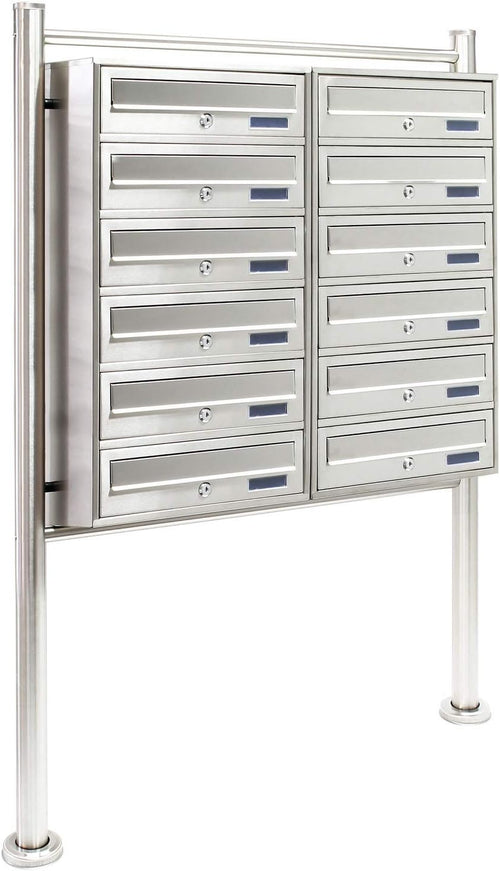 12 Slot Stainless Steel Outdoor Letterbox System Lockable Mailboxes Durable