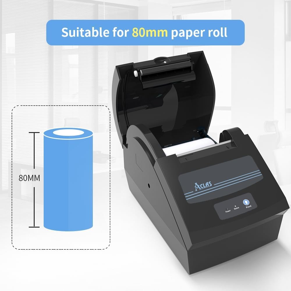 ACLAS 80mm Thermal Receipt Printer – High-Speed USB & Serial POS Printer