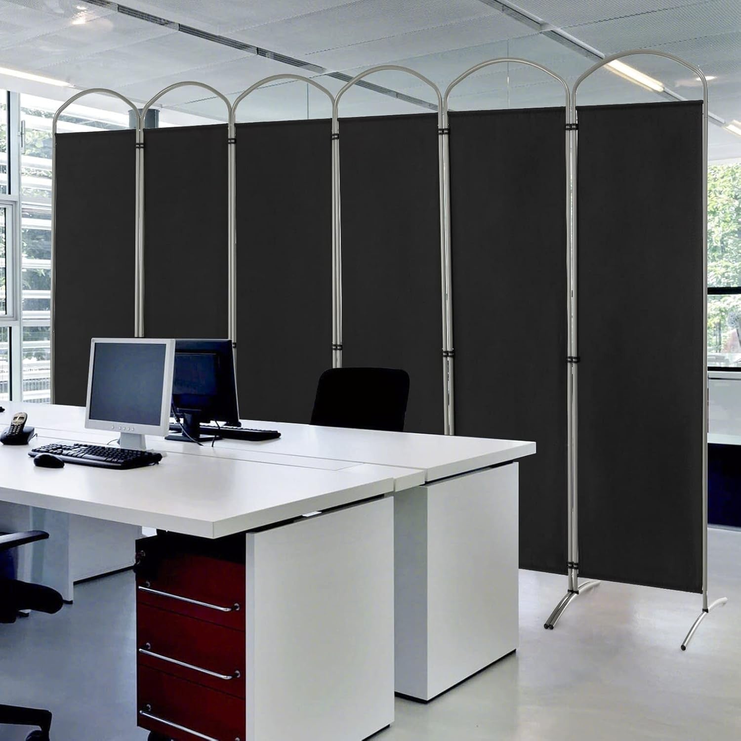 6 Panel Black Folding Room Divider Freestanding Privacy Screen Partition 331x188