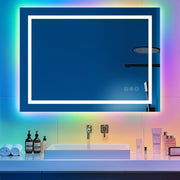 LED Bathroom Mirror 70x50cm RGB Anti-Fog Touch Sensor Light Up