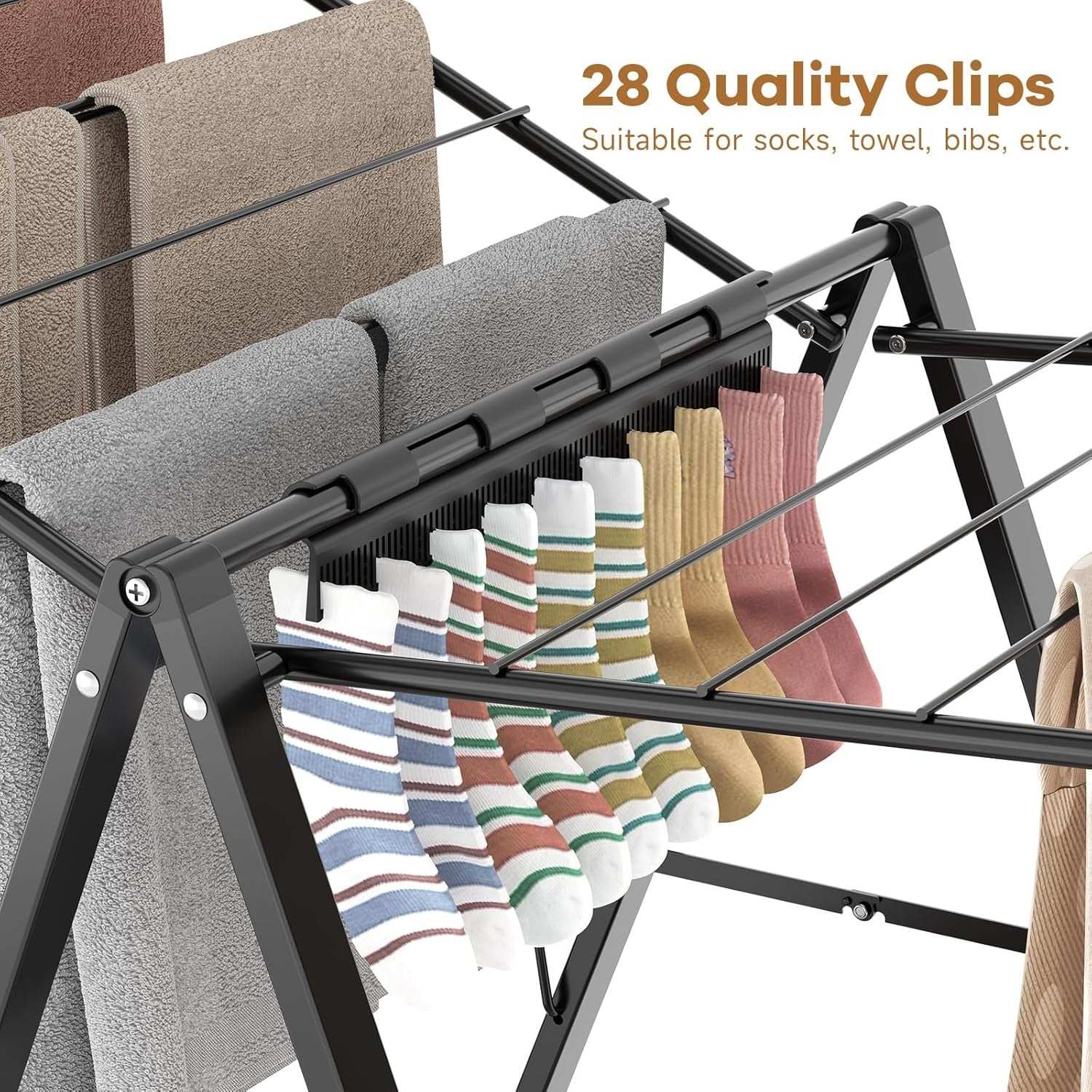Large Foldable Clothes Drying Rack Adjustable Height Indoor Outdoor