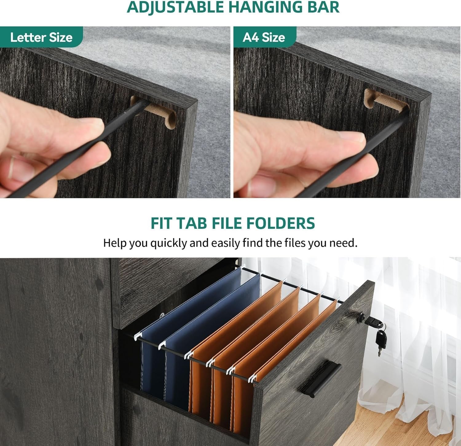 Grey Vertical Filing Cabinet 4 Drawer Lockable 131cm A4 Storage