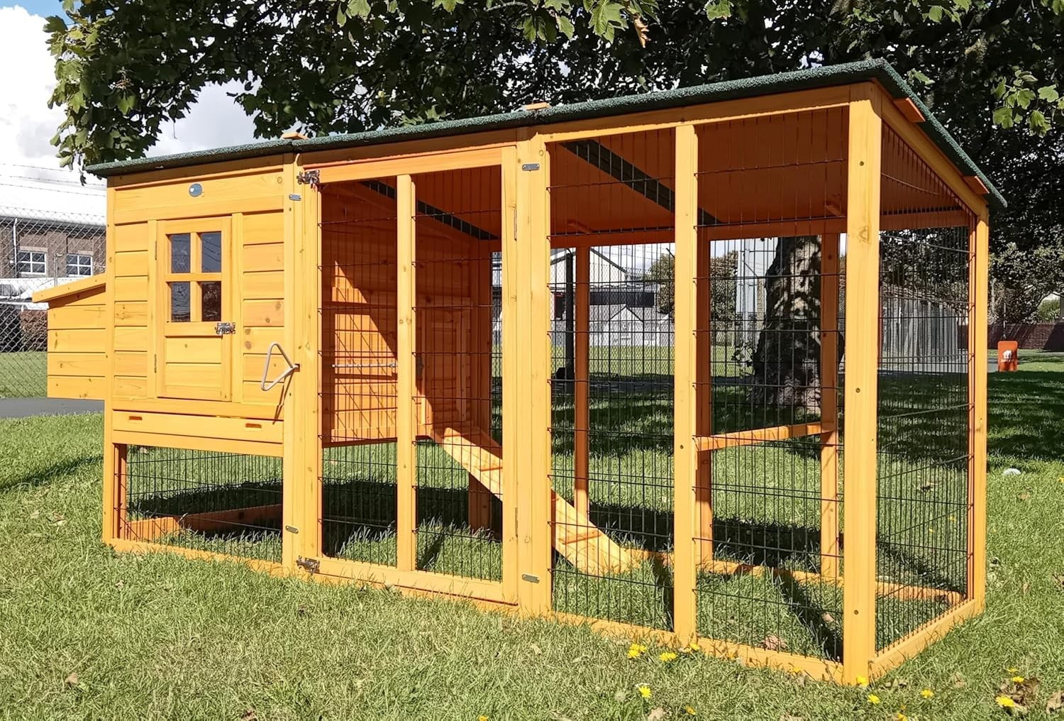 XXL 8ft Metal Chicken Coop Hen House Run Nest Box 3mm Wire