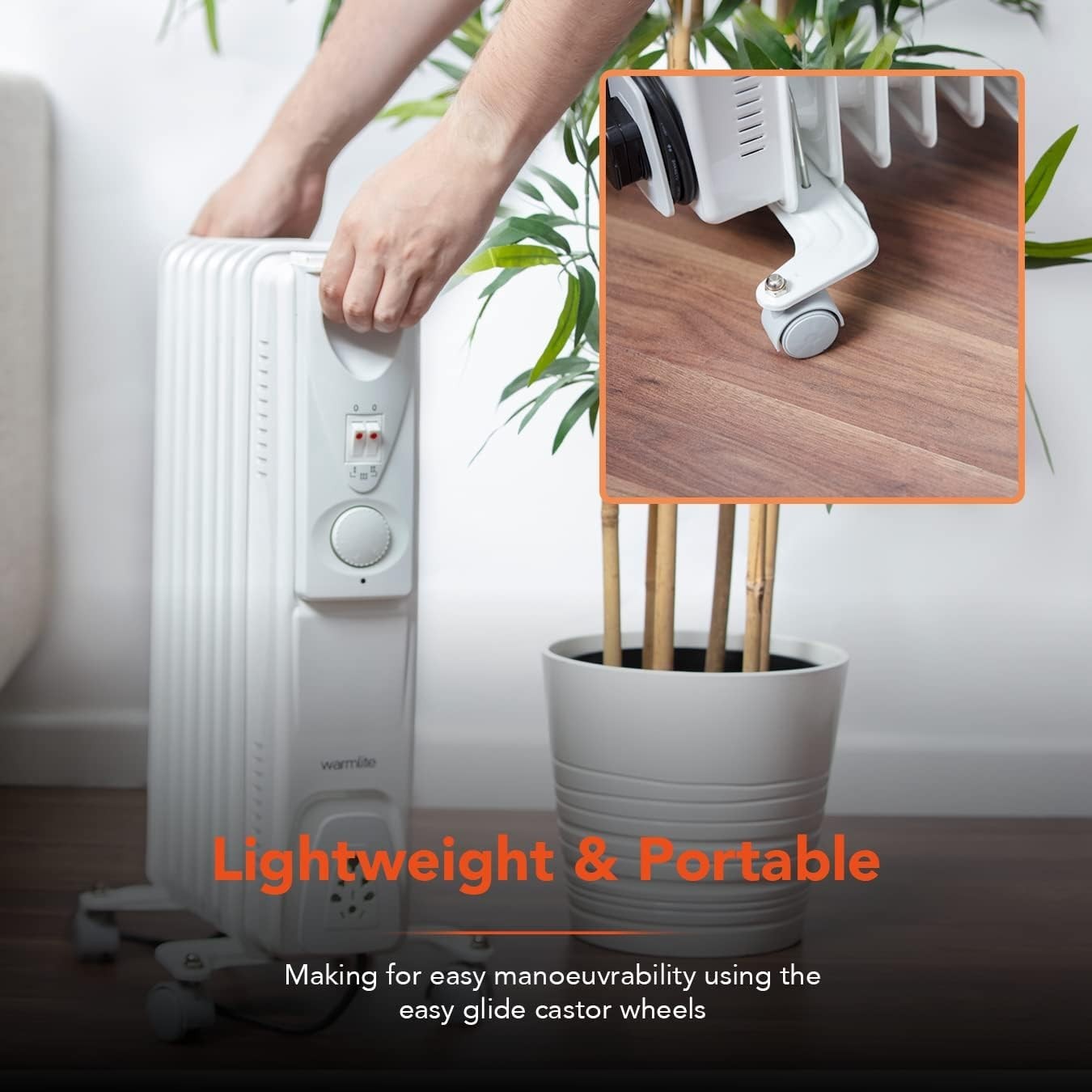 Warmlite WL43003YW 1500W Oil Filled Radiator with 3 power Settings and Adjustabl