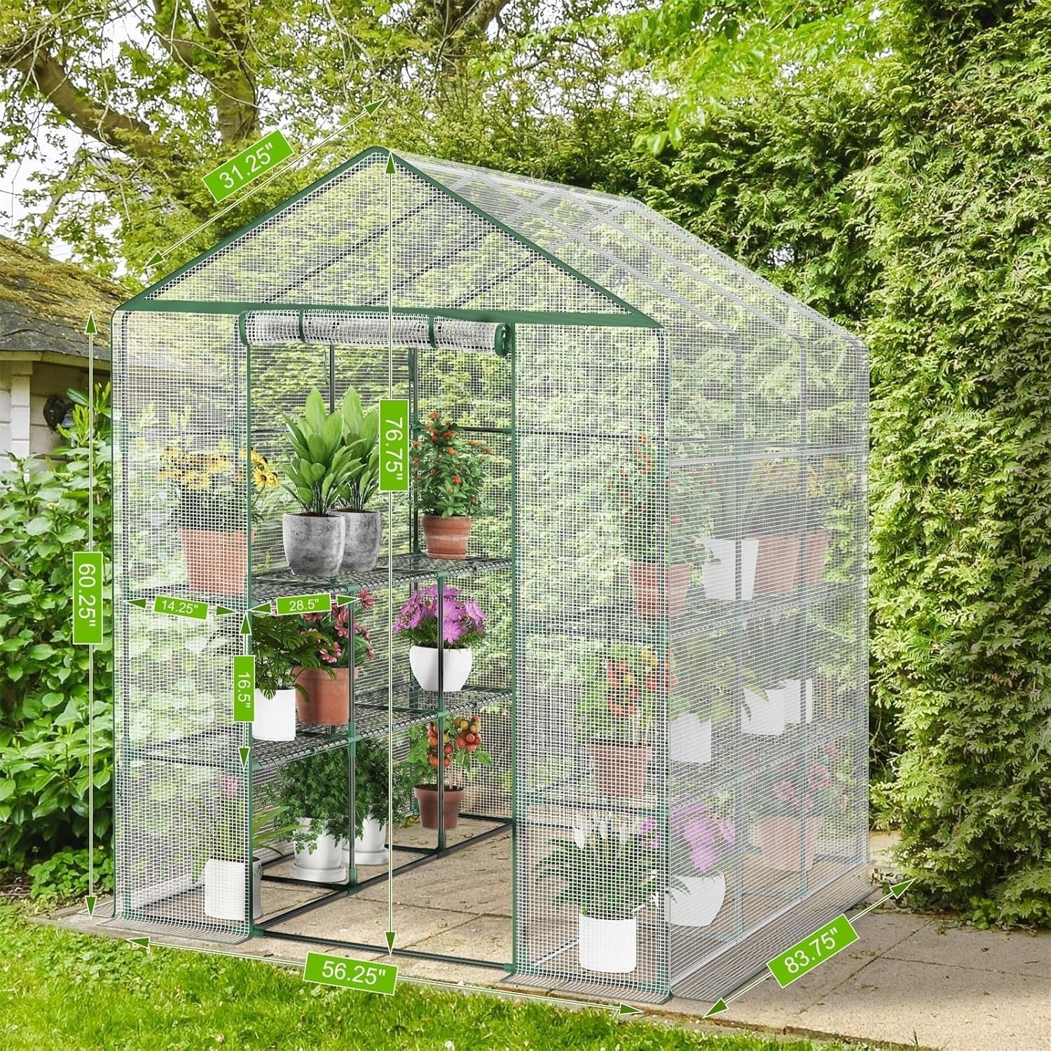 Walk-In Greenhouse 3 Tier 12 Shelves | Heavy Duty UV-Resistant PE Cover