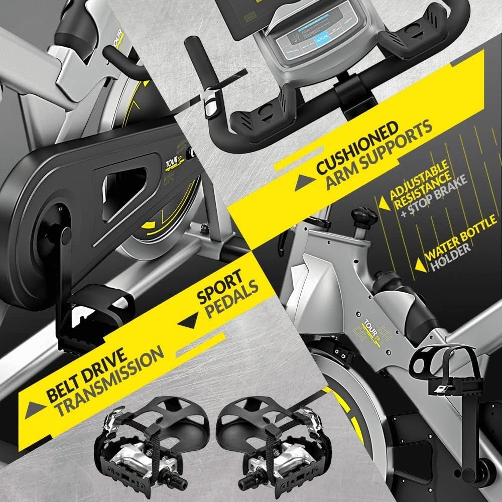 Fluid Resistance Exercise Bike w/ LCD Display, 25kg Flywheel & Kinomap App