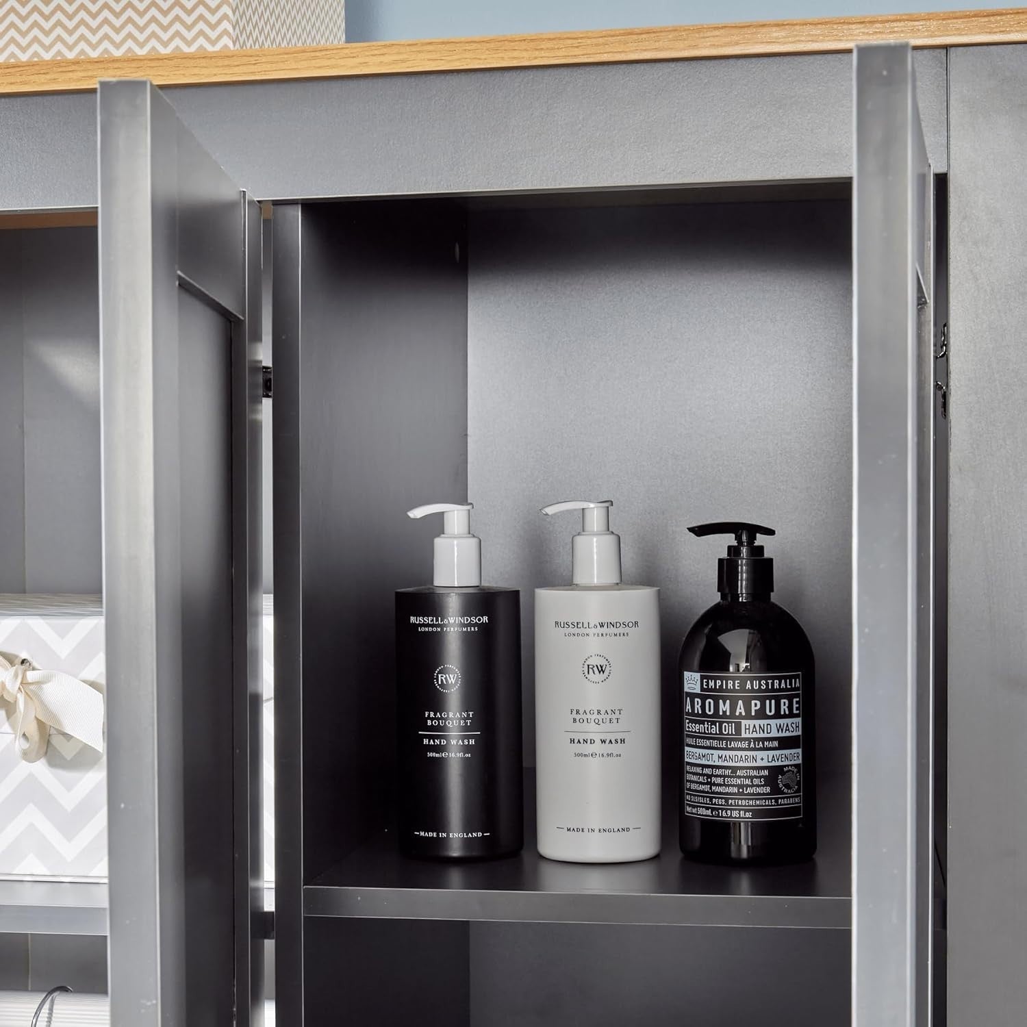 3 Door Dark Grey Wardrobe with Hanging Rail & 5 Shelves for Clothes
