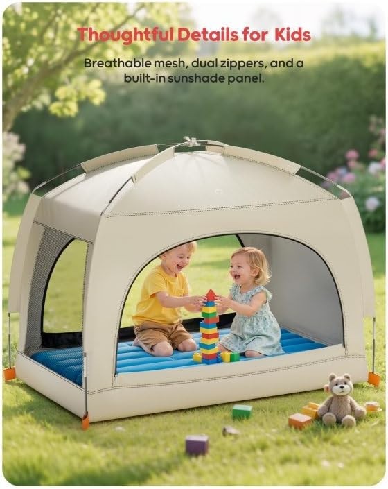 Toddler Inflatable Travel Bed with Tent Kids Air Mattress Camping Ages 3+