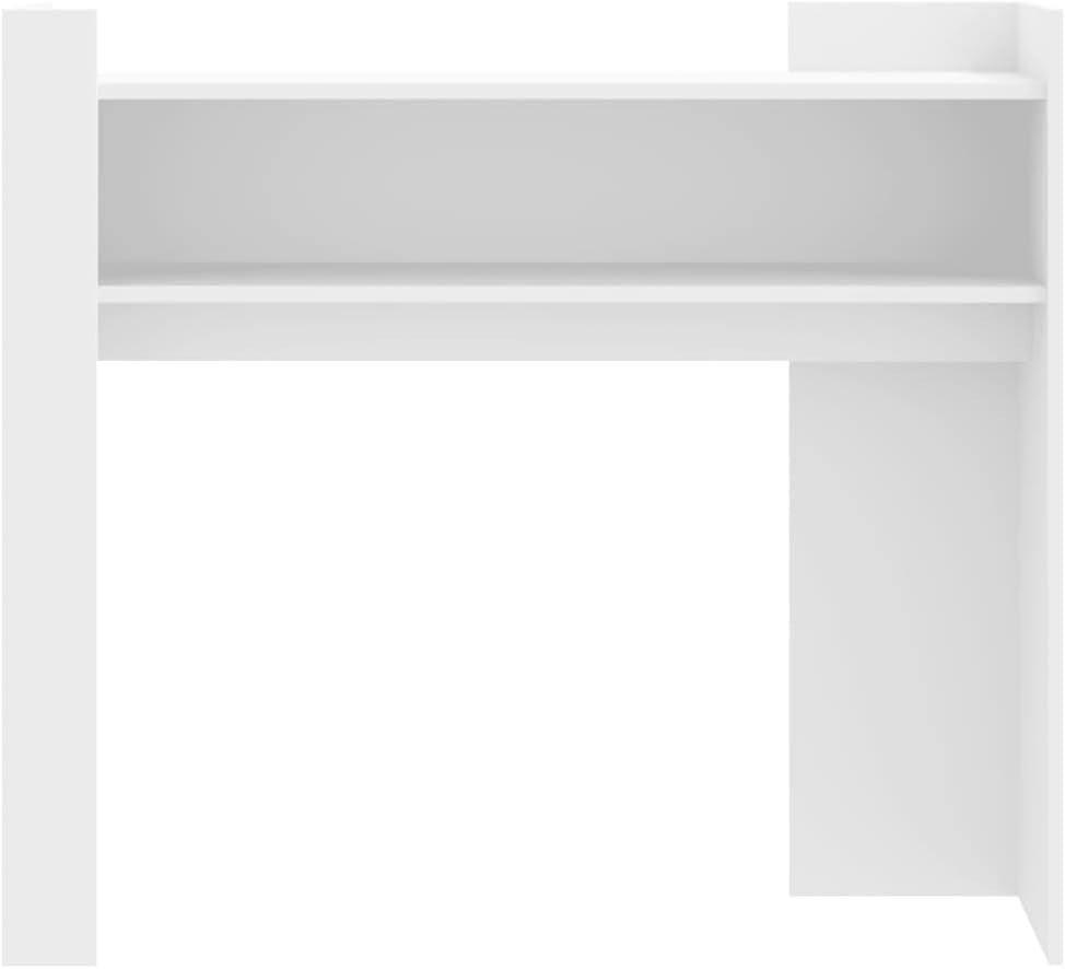 White Console Table with Multiple Shelves, Durable Storage, 100x35x90cm