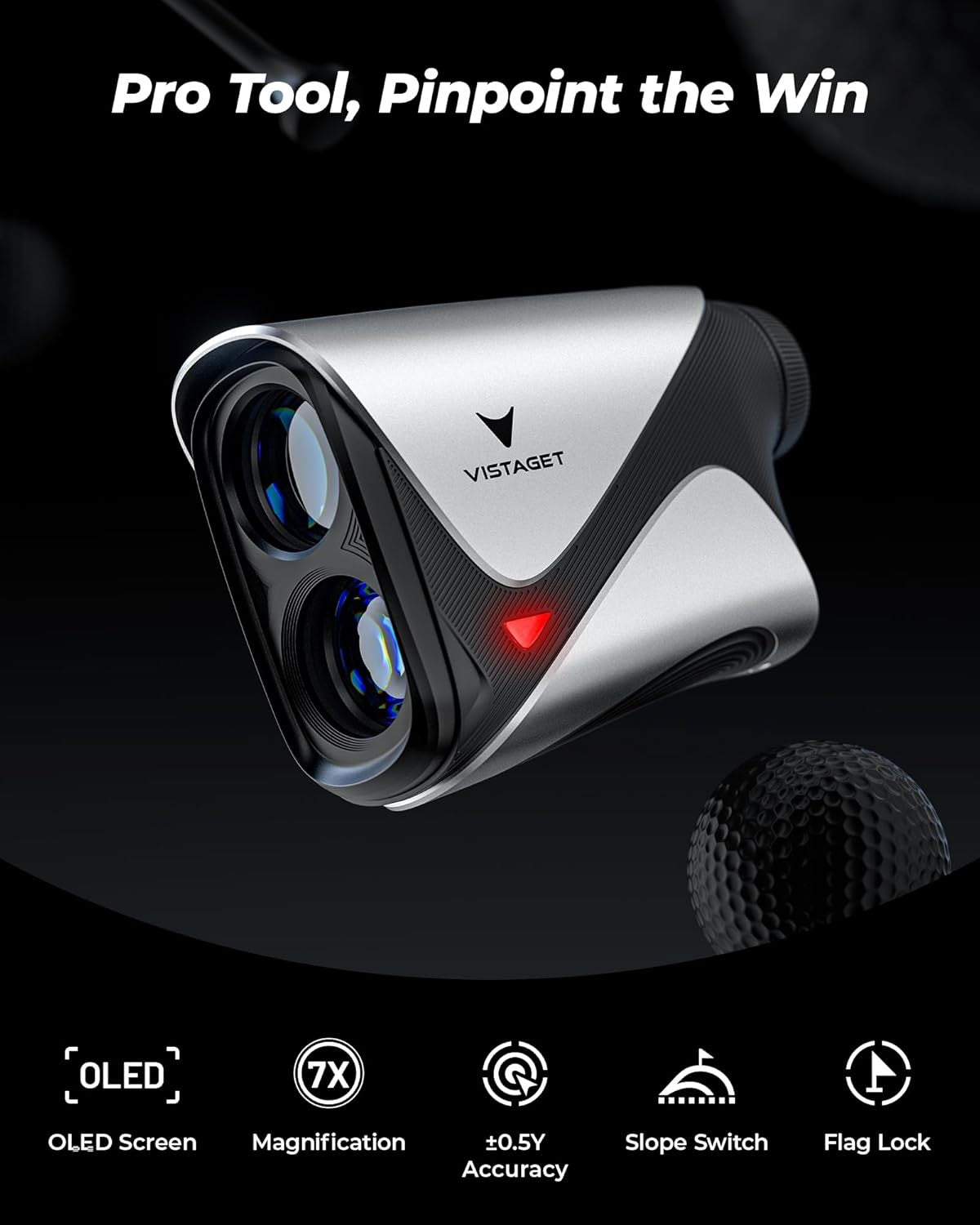 Golf Rangefinder 1200Y OLED 7X Slope Flag Lock Magnetic Rechargeable