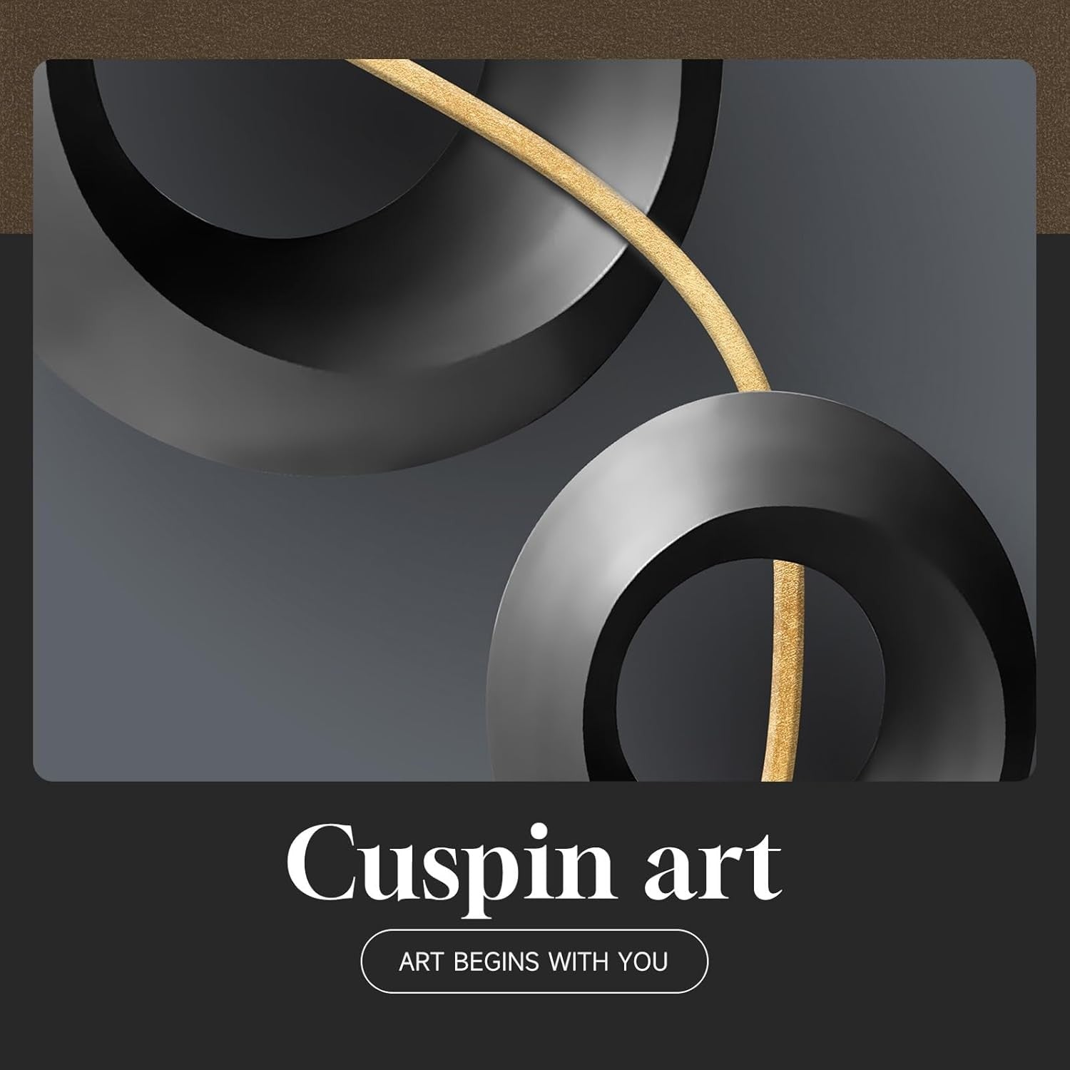 Large Framed Black Gold Abstract Wall Art 3 Panel 24x36in Set