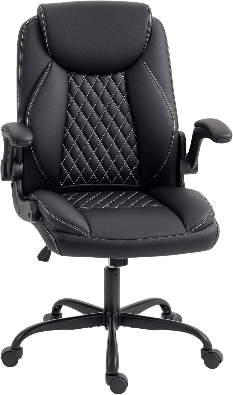 Office Chair Black Faux Leather Computer Desk Swivel Home Rolling Adjustable Hei