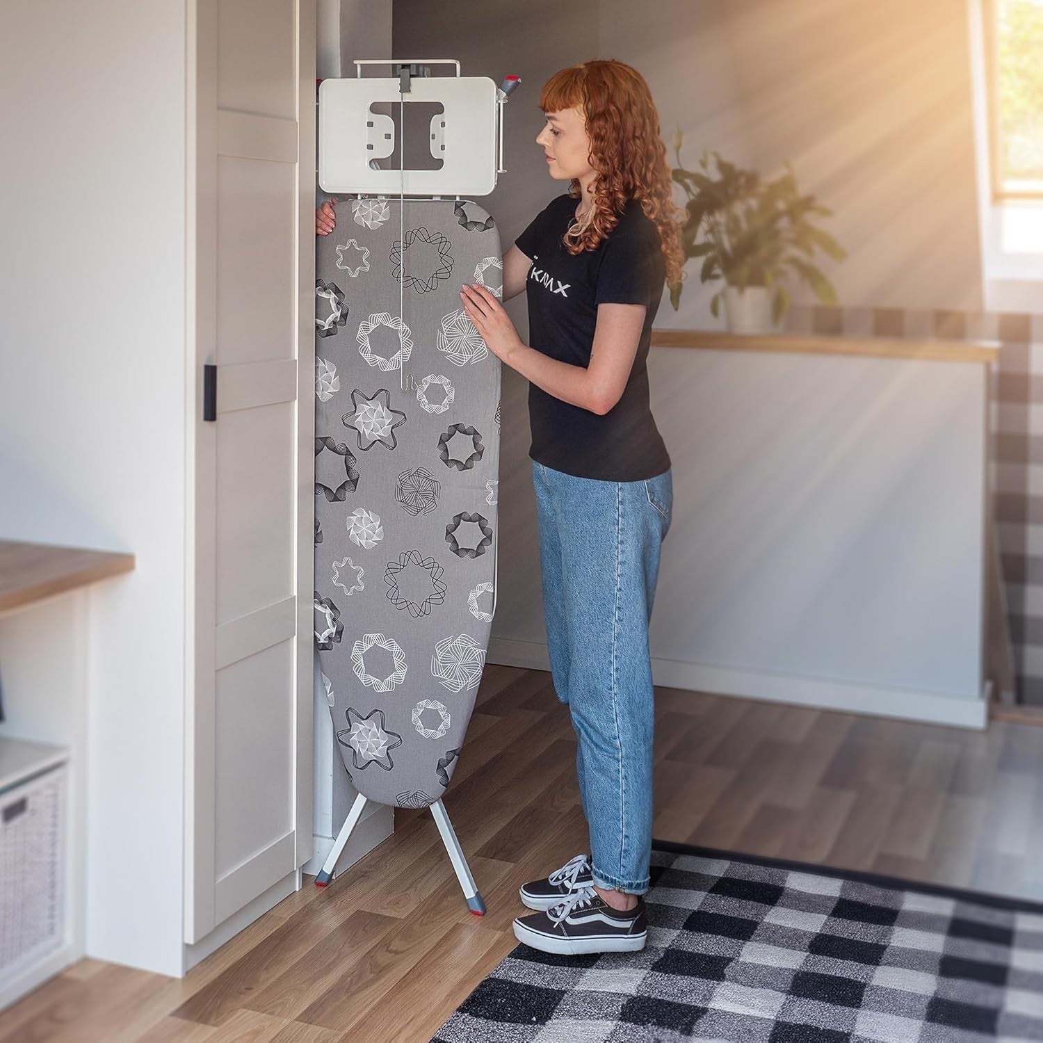 Extra Wide Height Adjustable Ironing Board with Iron Rest Non-Slip Feet