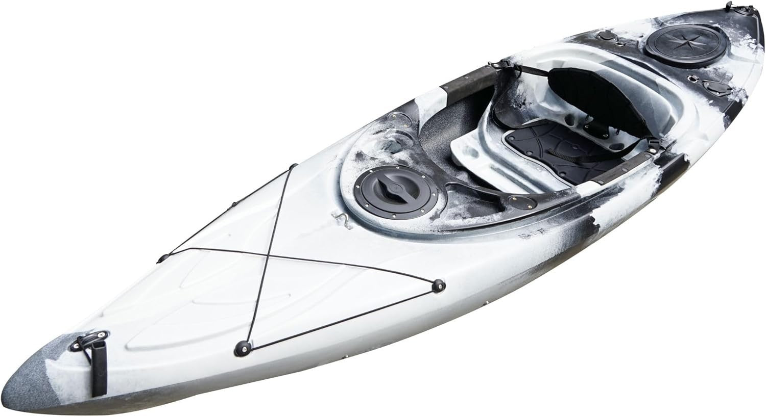 Sit Inside Kayak Fishing Canoe w/ Paddle Seat Storage Black White