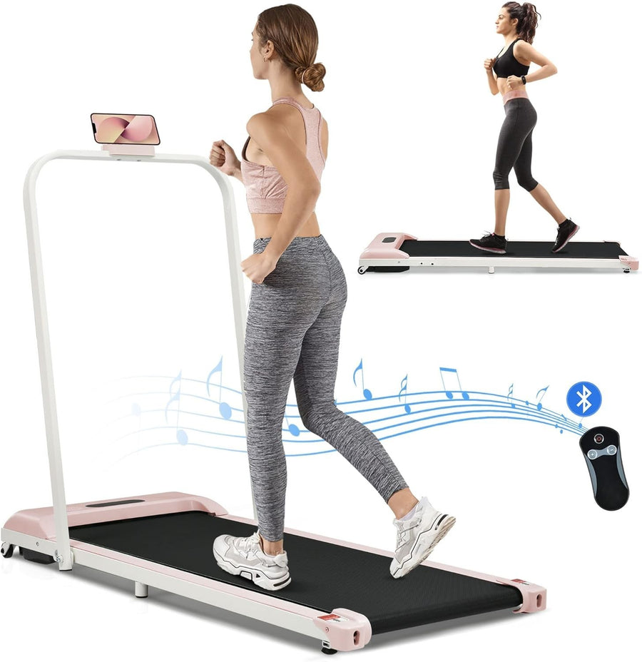 BTM Folding Under Desk Treadmill 1-6KM/H Bluetooth LCD Pink