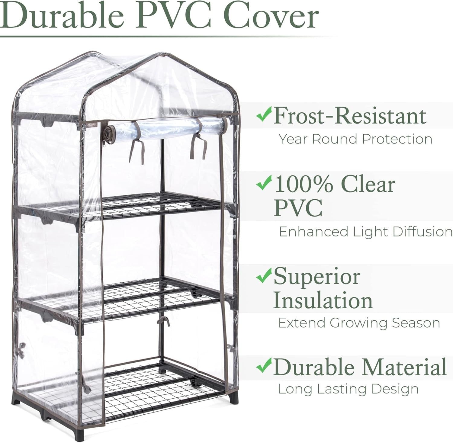 3 Tier Mini Greenhouse with Clear PVC Cover | Steel Frame