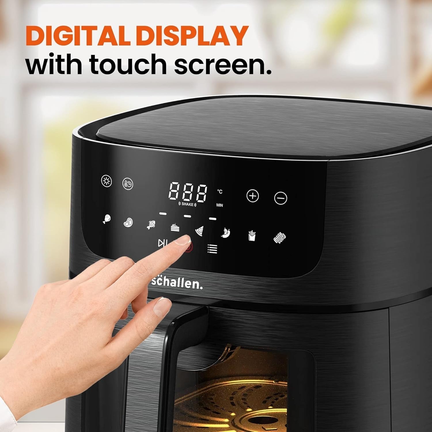 Air Fryer Touchscreen Window No Oil Low Fat 1500W 80-210C 60min Timer
