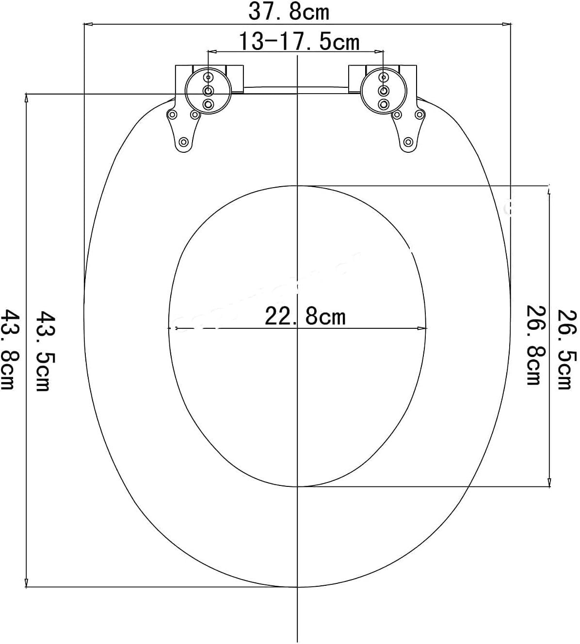 Wooden Toilet Seat Soft Close MDF Heavy Duty Standard WC 43.8x37.8cm Decorative