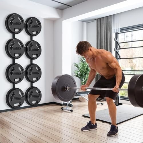 Black Wall-Mounted Weight Plate Storage Rack Organizer Home Gym 1000lb