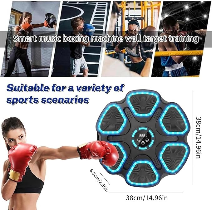 Music Boxing Machine LED Punch Pad Bluetooth Wall Mounted Fitness Trainer