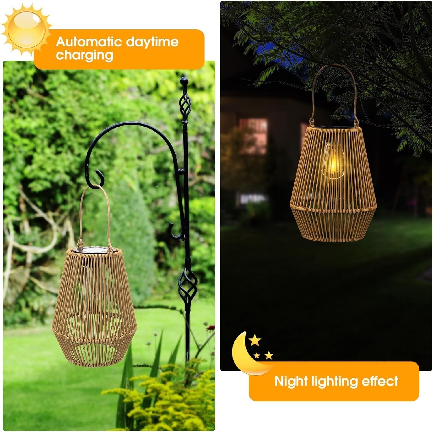 4 Pack Solar Rattan Lanterns Outdoor Garden Waterproof