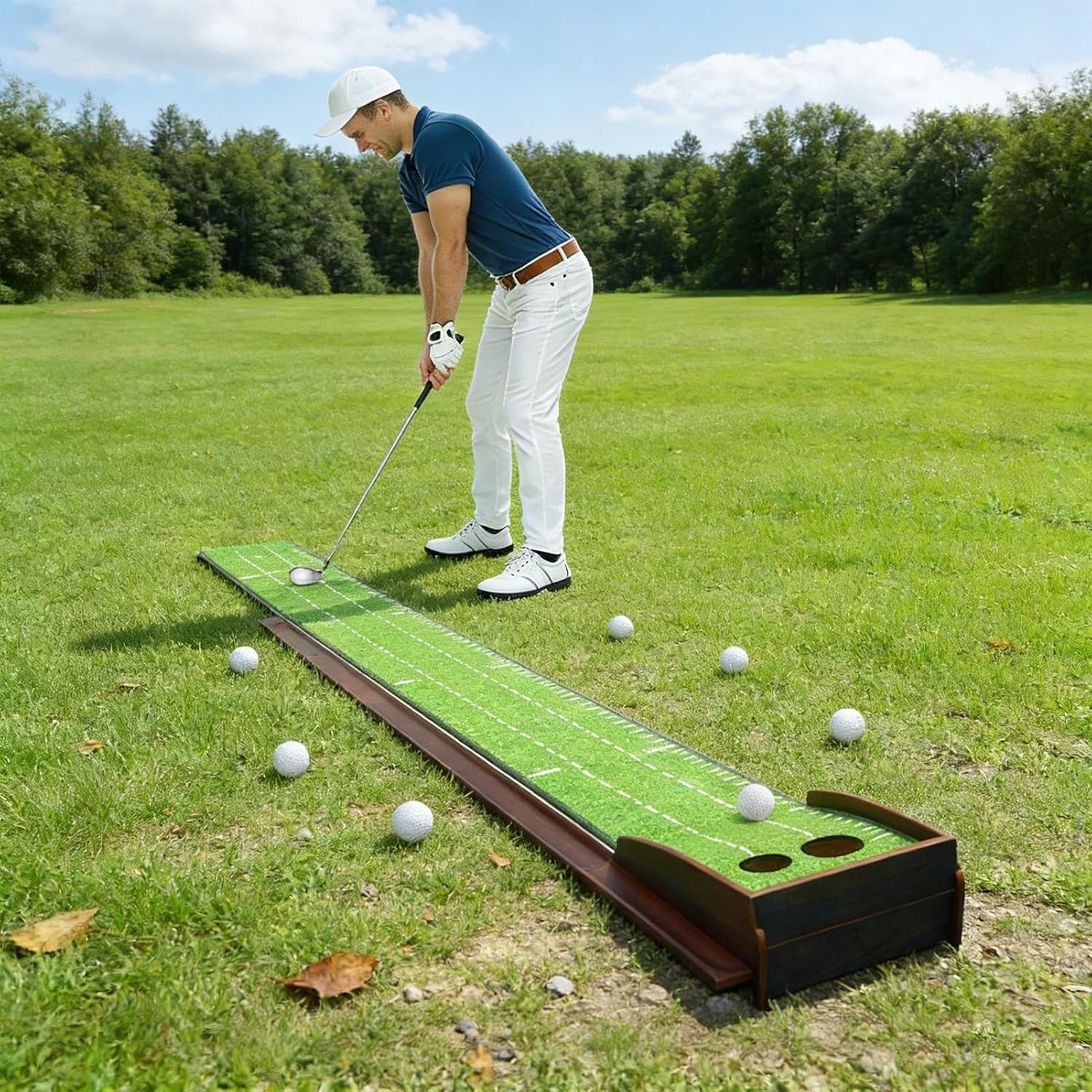 Indoor Putting Green Golf Mat Automatic Ball Return Training Practice
