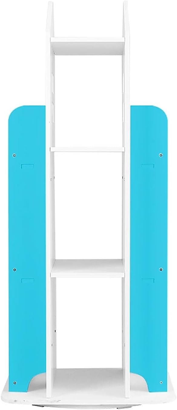 360° Rotating Kids Bookshelf 10-Shelf Freestanding Space-Saving Bookcase Blue