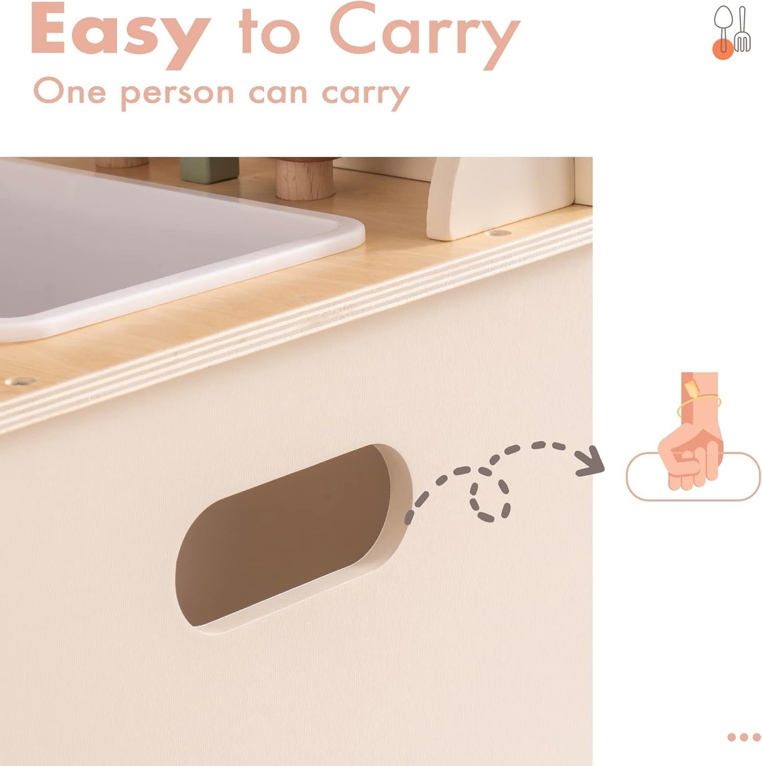 Wooden Kids Play Kitchen Set w/ Apron Oven Sink Rustic Pink Toy