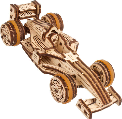 3D Wooden Compact Racer Puzzle Kit - DIY Model Car for Adults