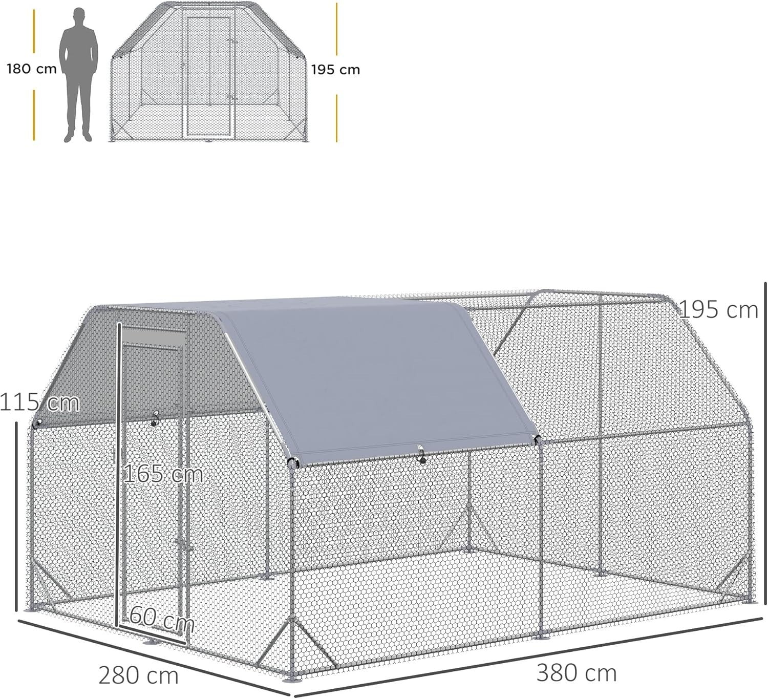 Extra Large Walk In Chicken Run with Roof Lockable Outdoor Enclosure 10–12 Hens