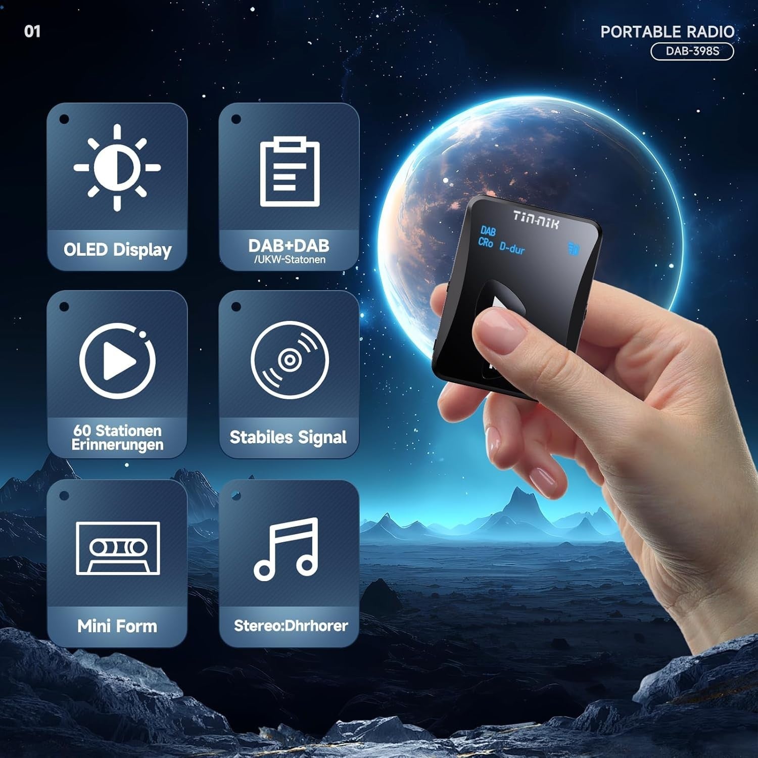 Portable DAB/DAB+ FM Radio Mini Pocket Radio Rechargeable Sports