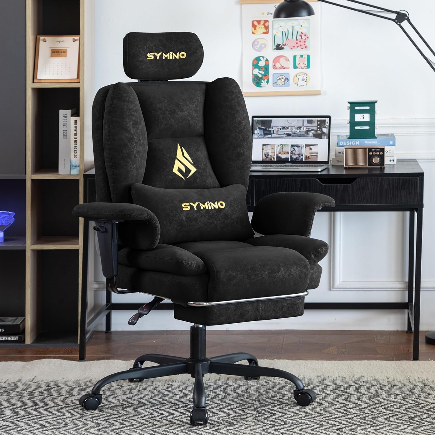 Ergonomic Gaming Chair w/ Footrest Pocket Spring PU Leather