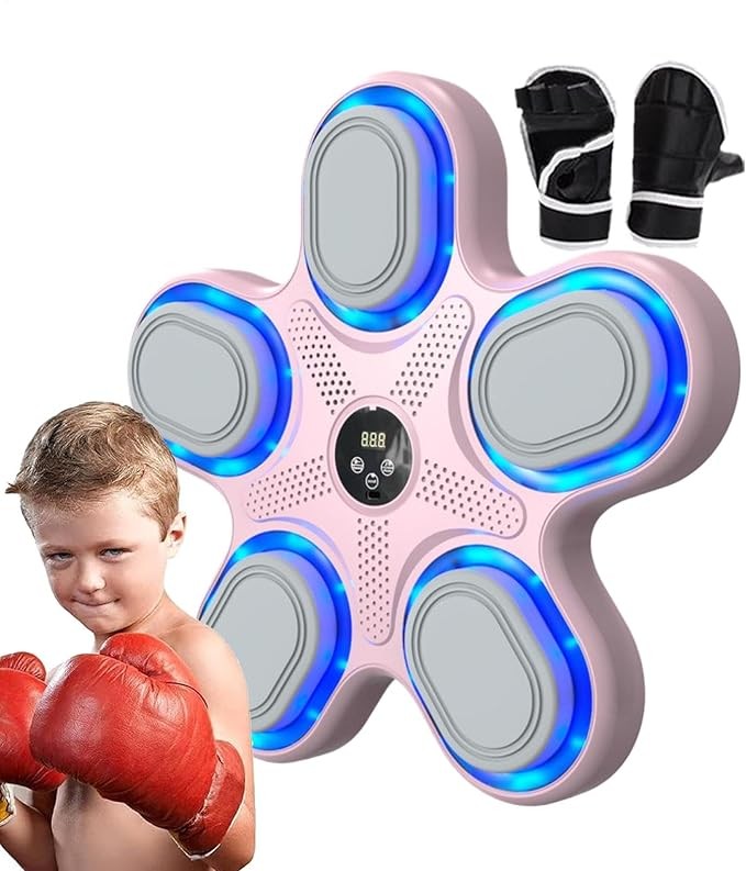 Music Boxing Machine Wall Mounted LED Reaction Trainer With Gloves Home Workout