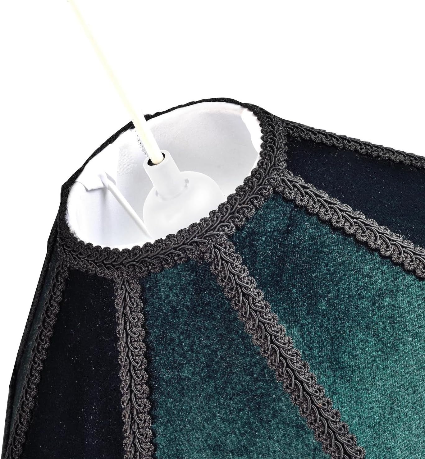 Victorian Empire Velvet Lampshade Emerald Green Tassel Pendant 30cm