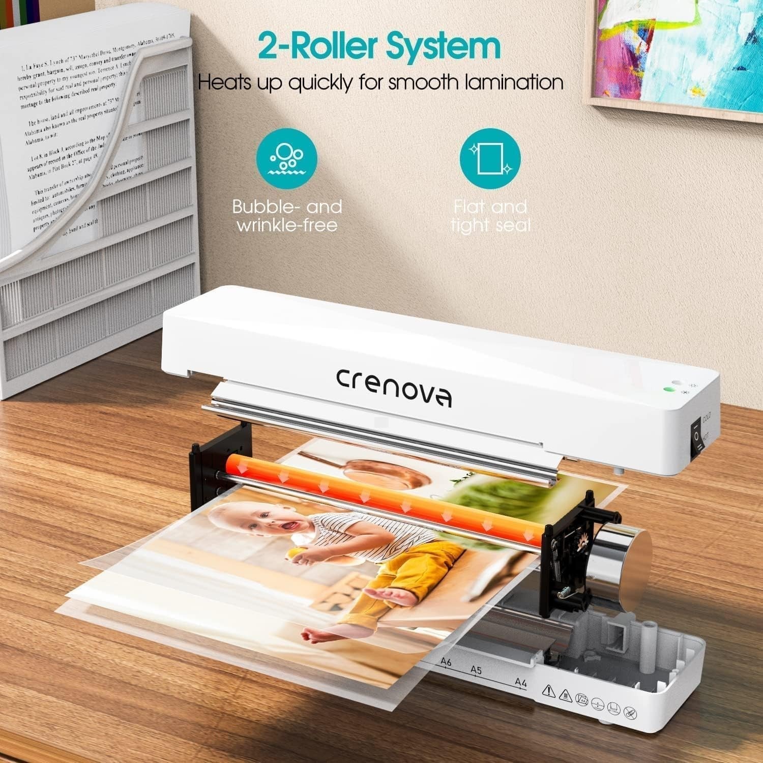 A4 Laminator Machine Hot Cold Fast Warm Up Anti Jam + Starter Pouches
