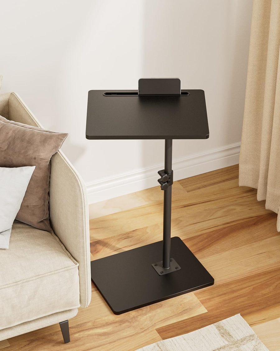 Adjustable C-Shaped Swivel Side Table 40x30x(45-81)cm Black Coffee Tray