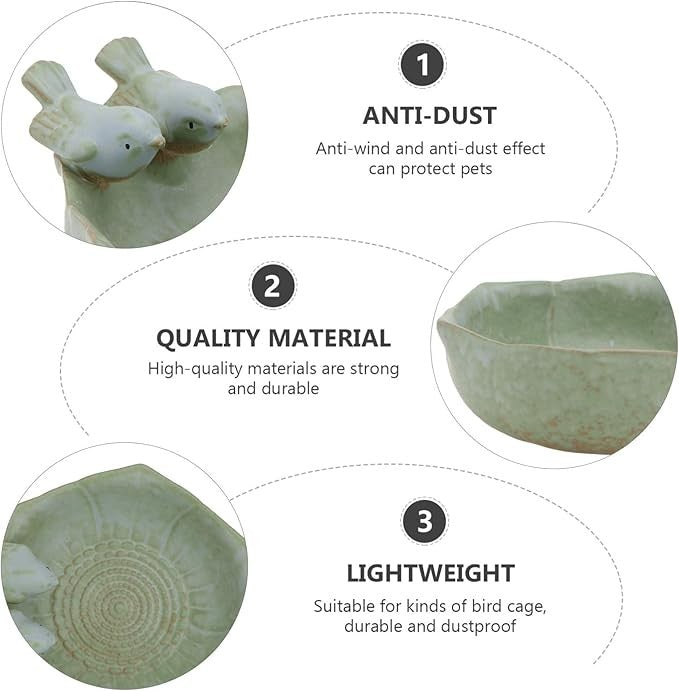 Ceramic Bird Bath Feeder Bowl – Garden Outdoor Ornament with Bird Design
