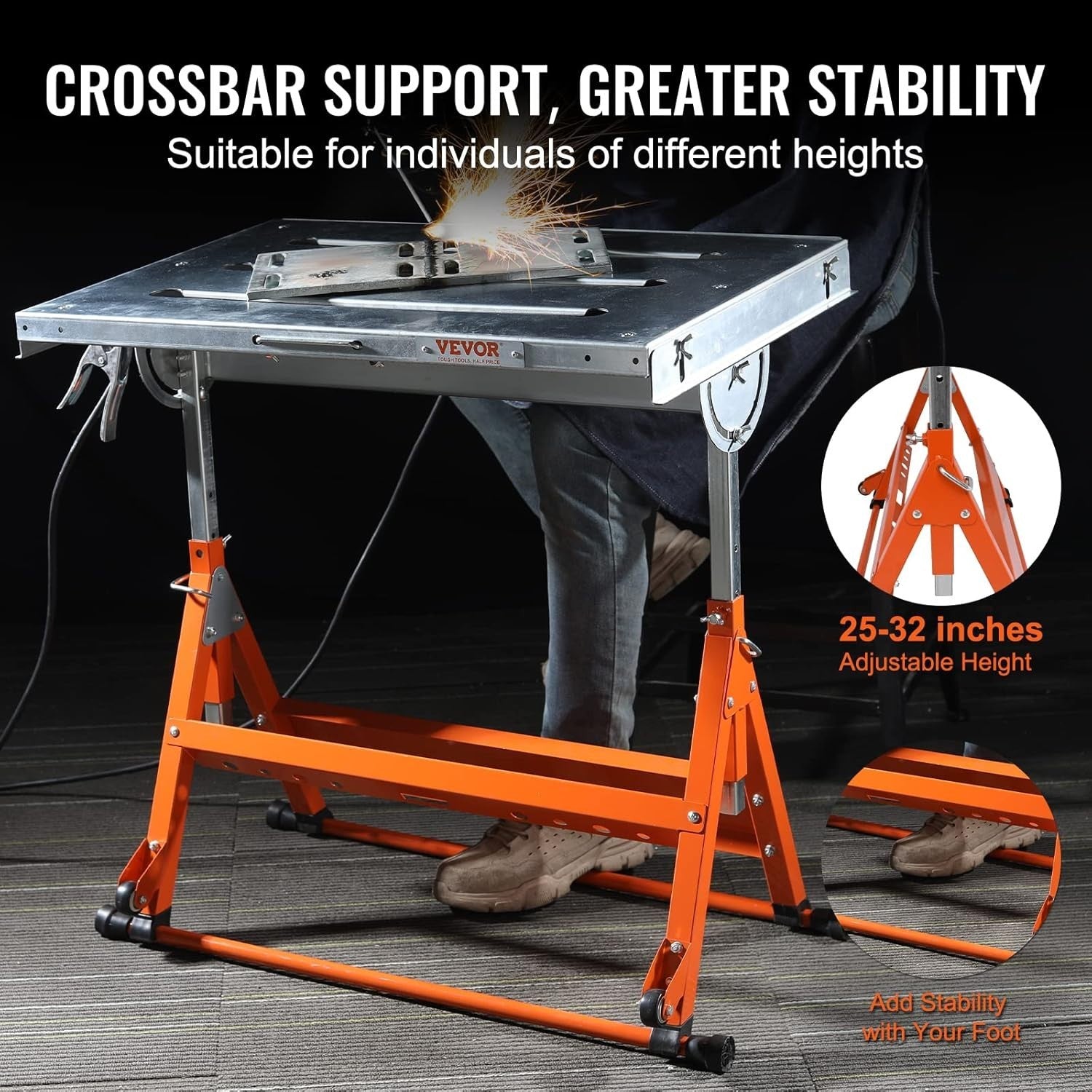 Welding Table 30"x20" 400lbs Foldable Tilt Adjustable Height Mobile Workbench