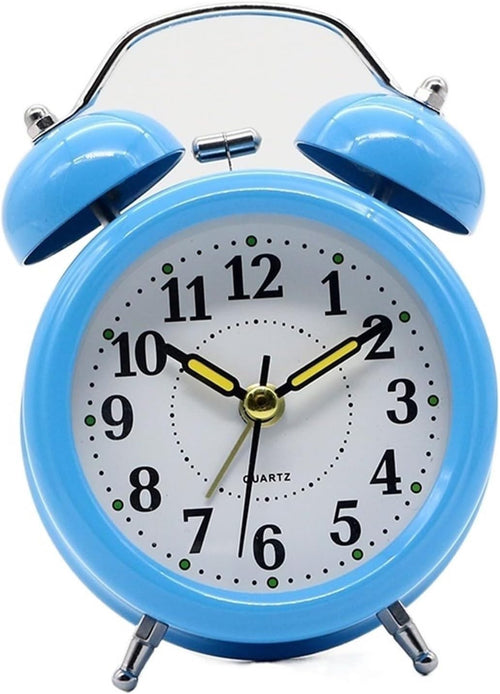 Retro Twin Bell Alarm Clock Loud Silent Non Ticking Backlight Battery Bedside