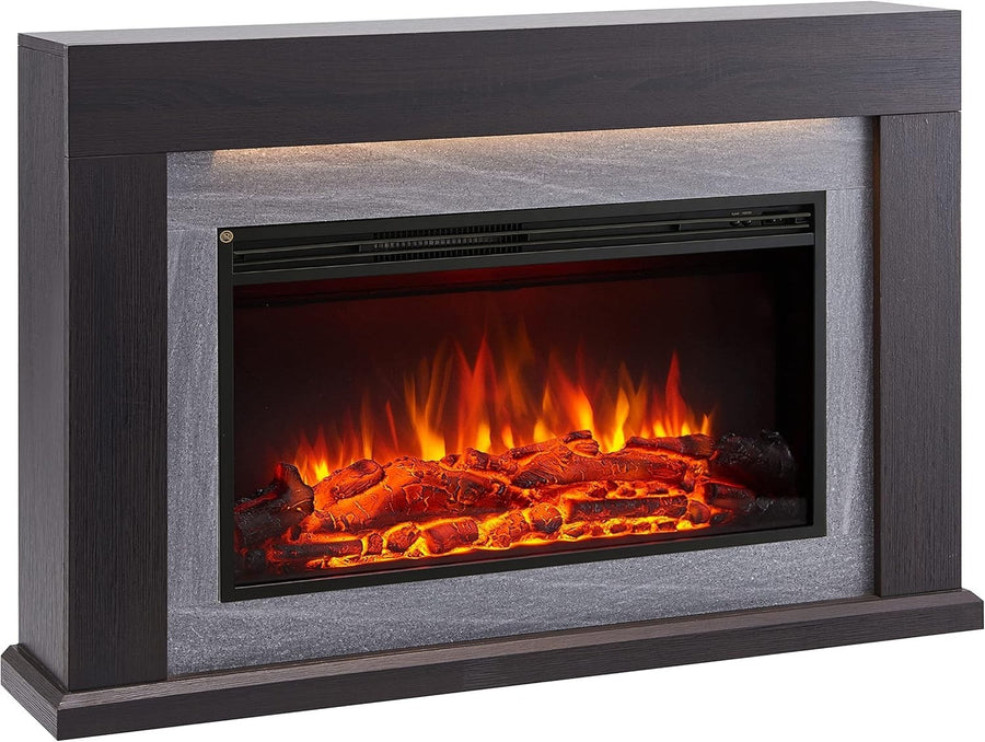 47" Electric Fireplace Heater Oak Surround LED Flame Remote 2kW Modern