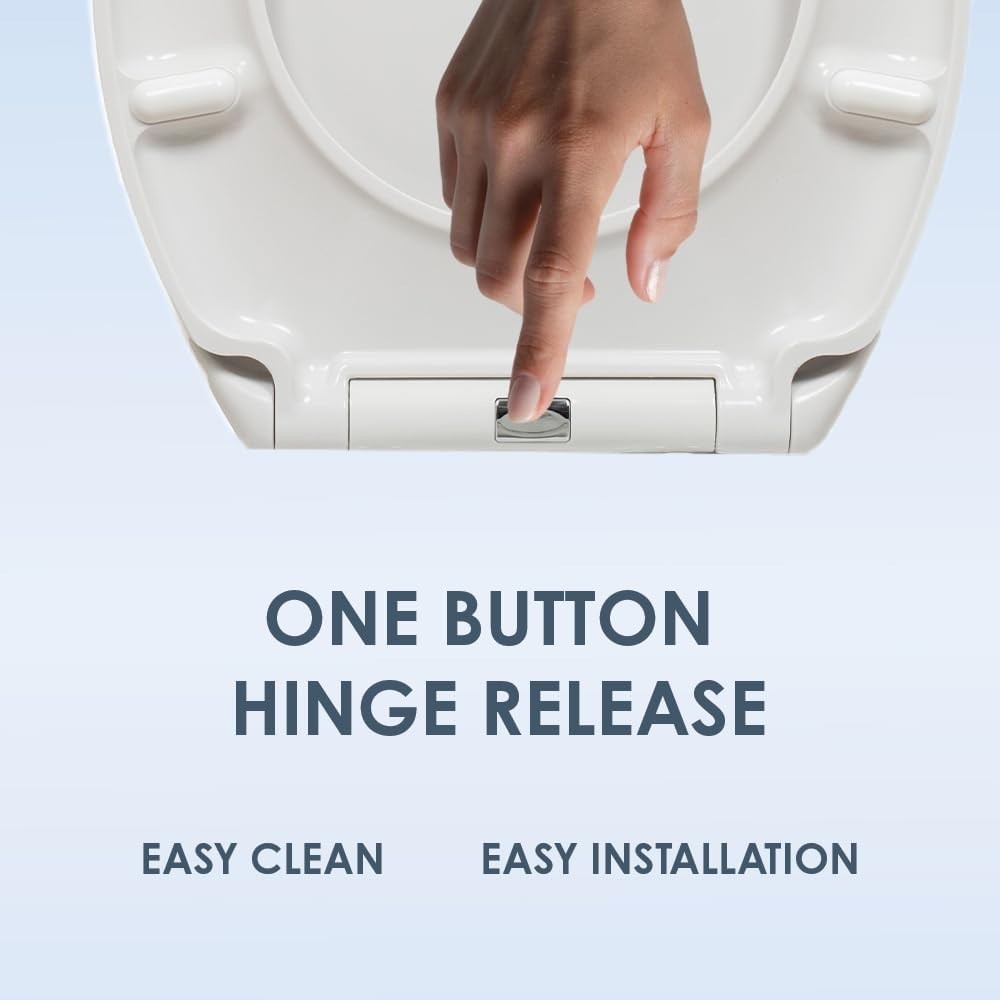 White Duroplast Toilet Seat Soft Close Oval Shape Quick Release Easy Clean