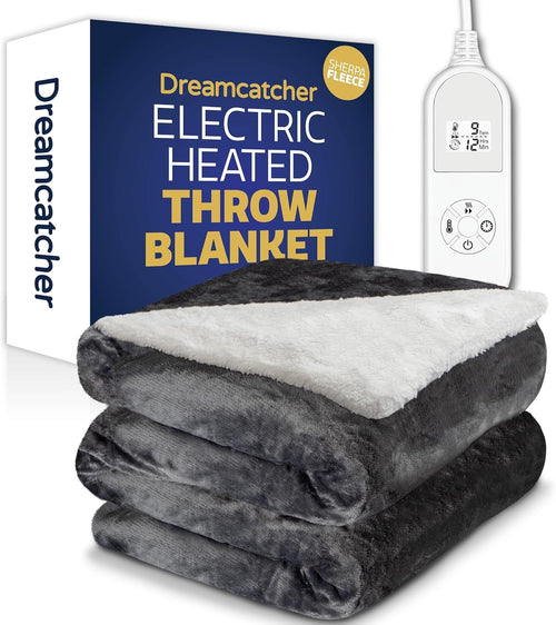 Electric Heated Throw Blanket 160x120cm Fleece 9 Heat Timer Washable