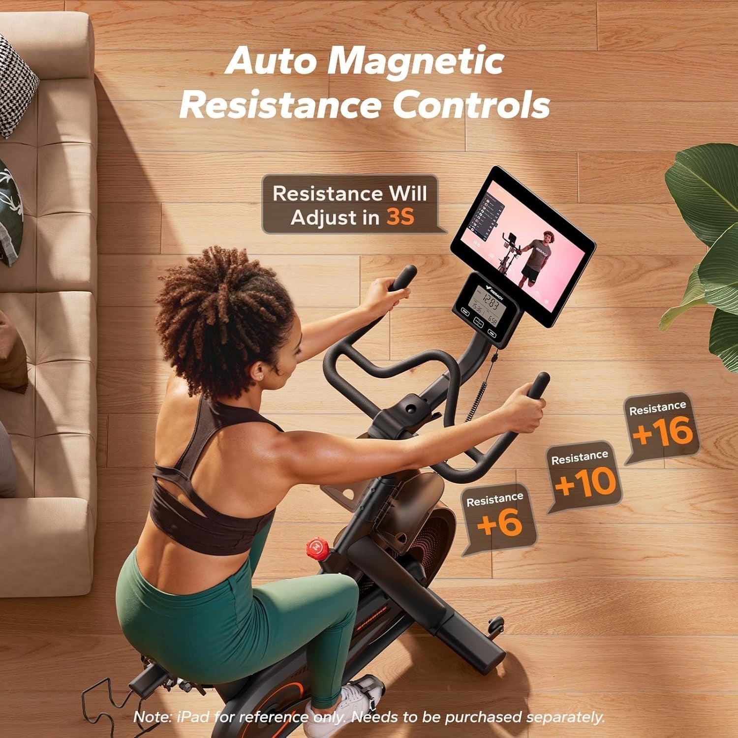 Self-Powered Magnetic Spin Bike w/ 40lb Flywheel, APP Sync, Auto Resistance