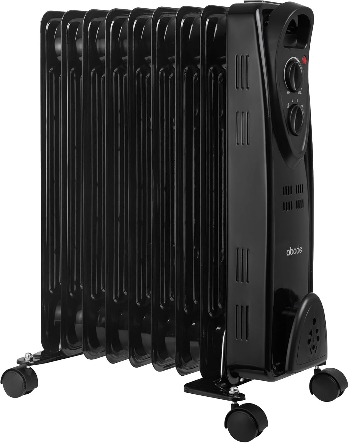 2000W Oil Filled Radiator Heater 9 Fin Portable Electric Thermostat Black