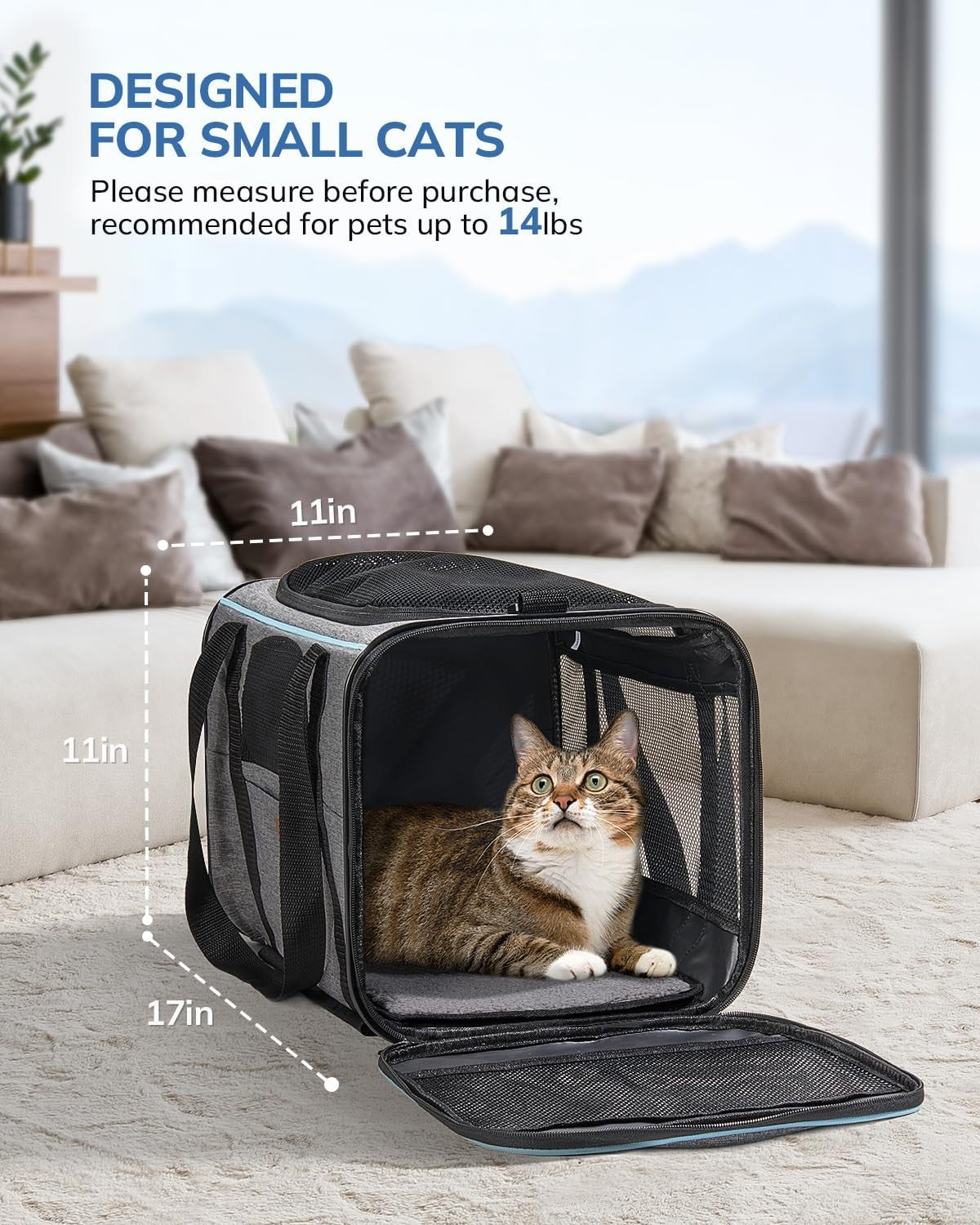 Pet Carrier with Wheels Airline Approved Rolling Travel Bag for Cats Dogs