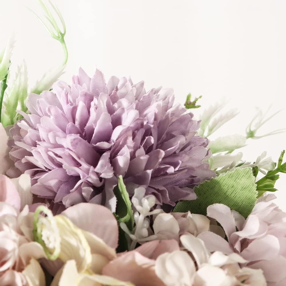 Artificial Peony Flower Arrangement in Vase Purple Luxury Faux Home Decor