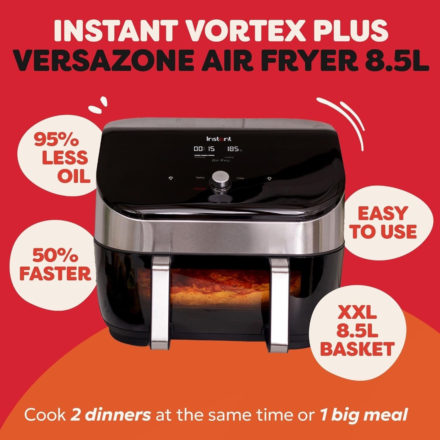 XXL Dual-Zone Air Fryer 8.5L | 8-in-1 Multi Cooker | SyncCook SyncFinish  Energy
