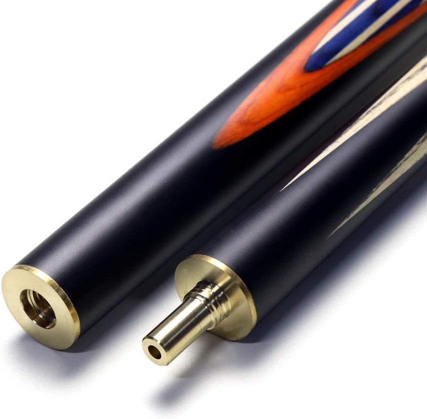 57" 3/4 Joint Ebony Snooker Cue 9.5mm Tip Union Jack Case Extensions